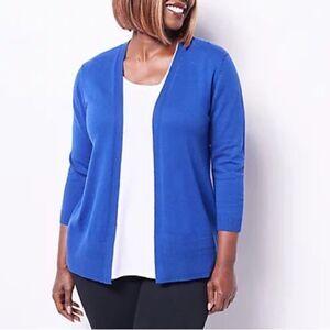 Denim & Co. Open-Front 3/4-Sleeve Cardigan Sweater